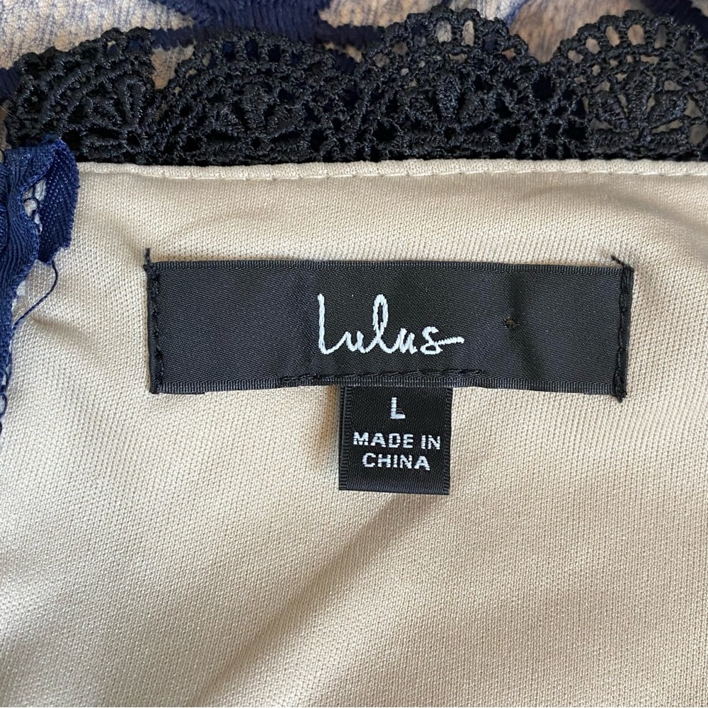 Lulus Alluring Dream Navy Blue Floral Mesh Lace Trumpet Midi Dress - Picture 12 of 15